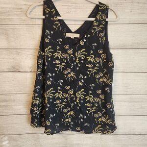Loft S blue floral cottagecore Fairy Y2K sleeveless v-neck blouse